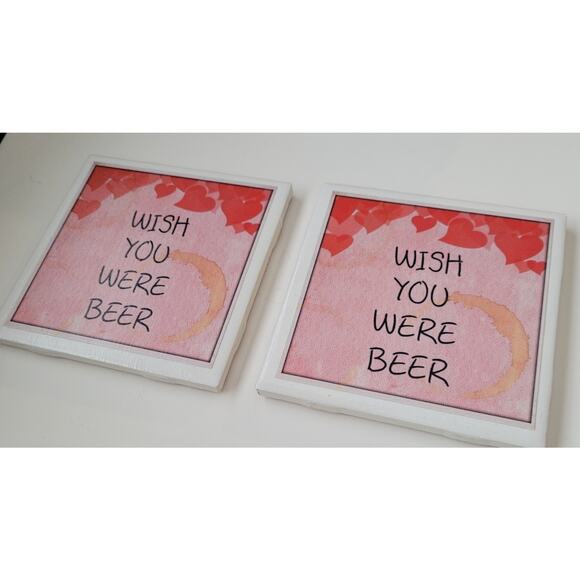 Ceramic coasters "Wish You Were Beer" - Picture 2 of 5